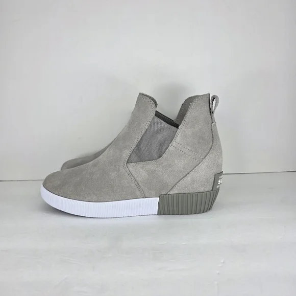 Sorel Women's Out N About Slip-On Casual Wedge Heeled Boot Grey White Size 8.5 - Picture 2 of 15